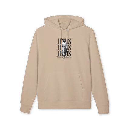 Jesus Portrait Hoodie — "Jesus" Typography Christian Pullover (The Way The Truth The Life)