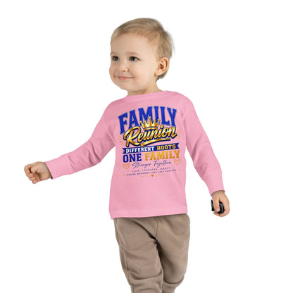 Family Reunion Toddler Long Sleeve Tee — "Different Roots One Family" Kids Shirt