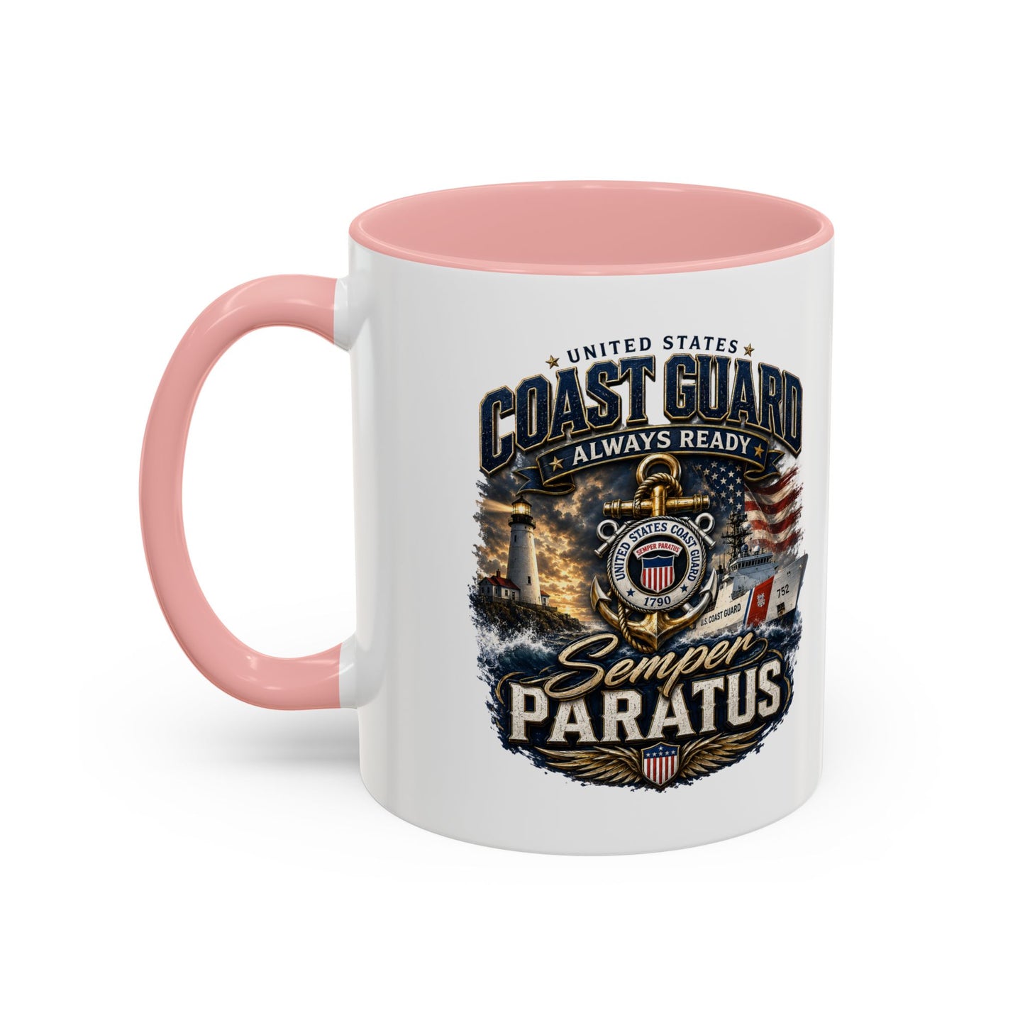 Coast Guard Semper Paratus Accent Coffee Mug – Patriotic Military Gift (11/15oz)