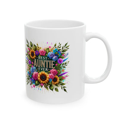 Floral 'All I Need Is Coffee' Ceramic Mug — Colorful Sunflower & Rose Coffee Cup (11oz, 15oz)