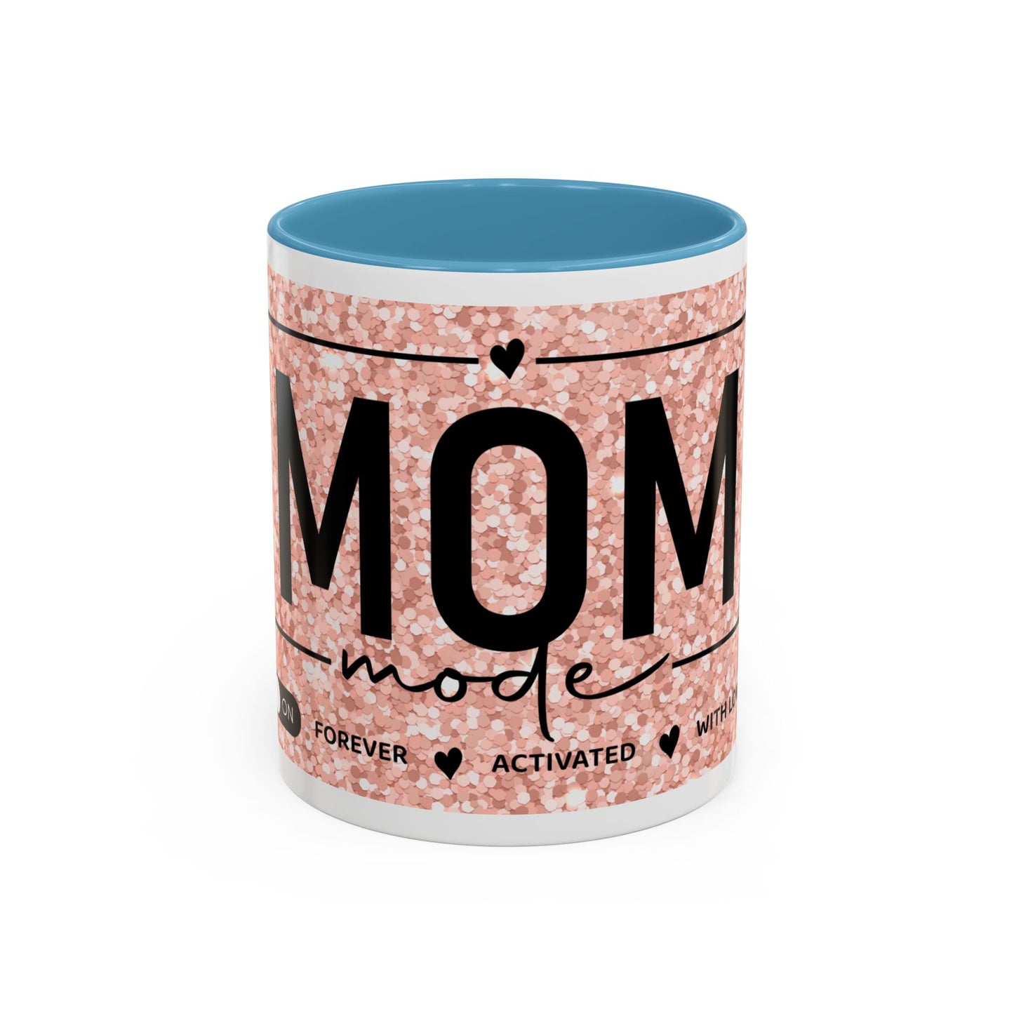 Mom Mode Glitter Accent Coffee Mug – 'Mom Mode' Rose Gold Sparkle (11/15oz)