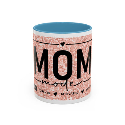 Mom Mode Glitter Accent Coffee Mug – 'Mom Mode' Rose Gold Sparkle (11/15oz)