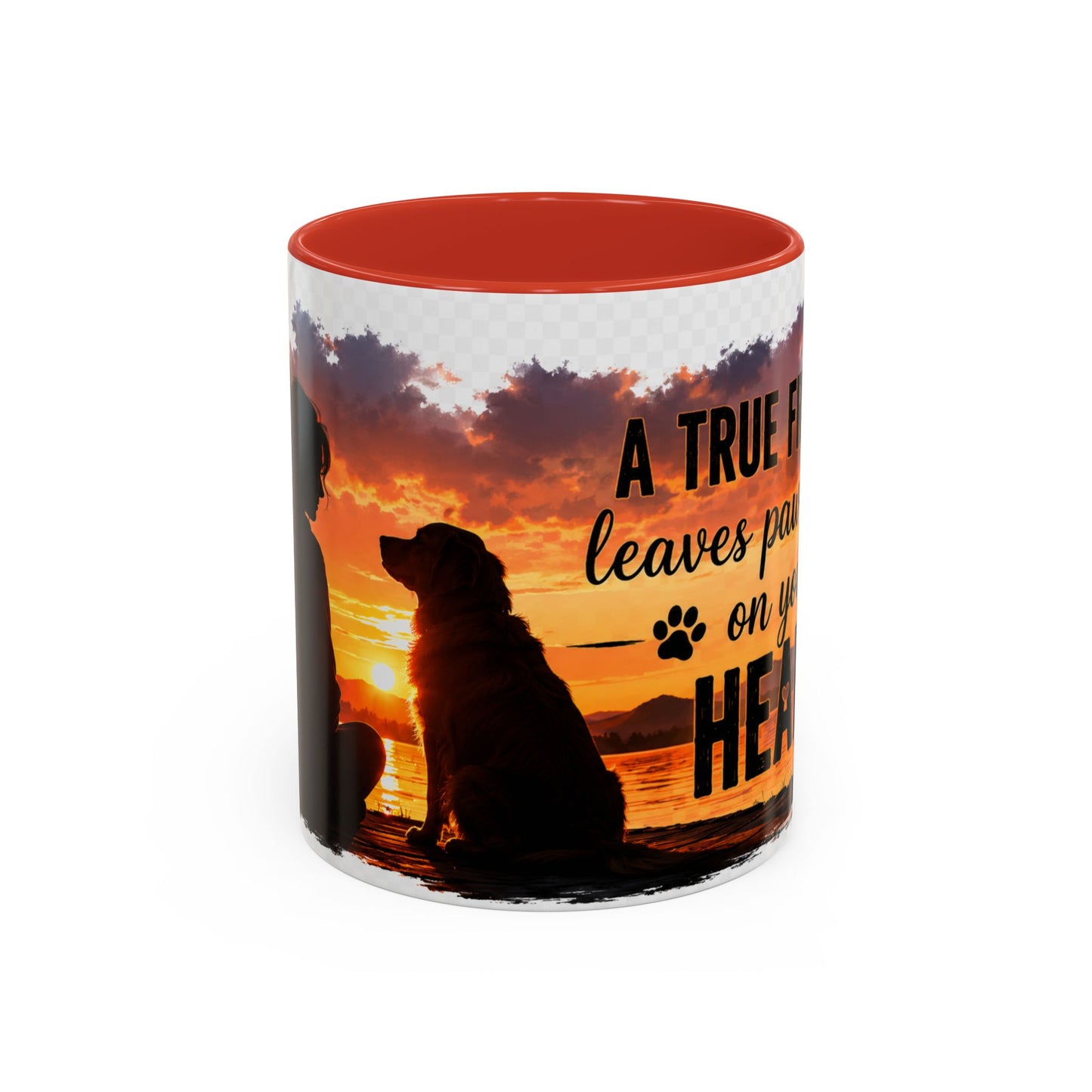 Dog Lover Coffee Mug - "A True Friend Leaves Paw Prints on Your Heart" Accent Mug (11/15oz)