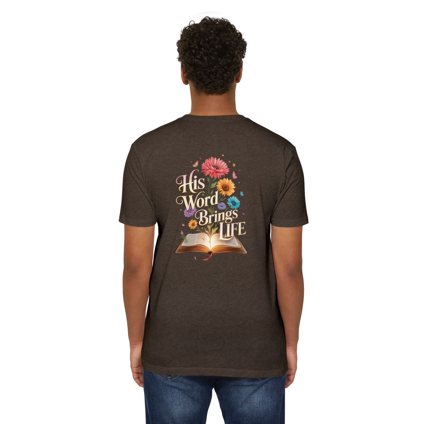 Christian T-Shirt — "His Word Brings Life" Floral Bible Tee