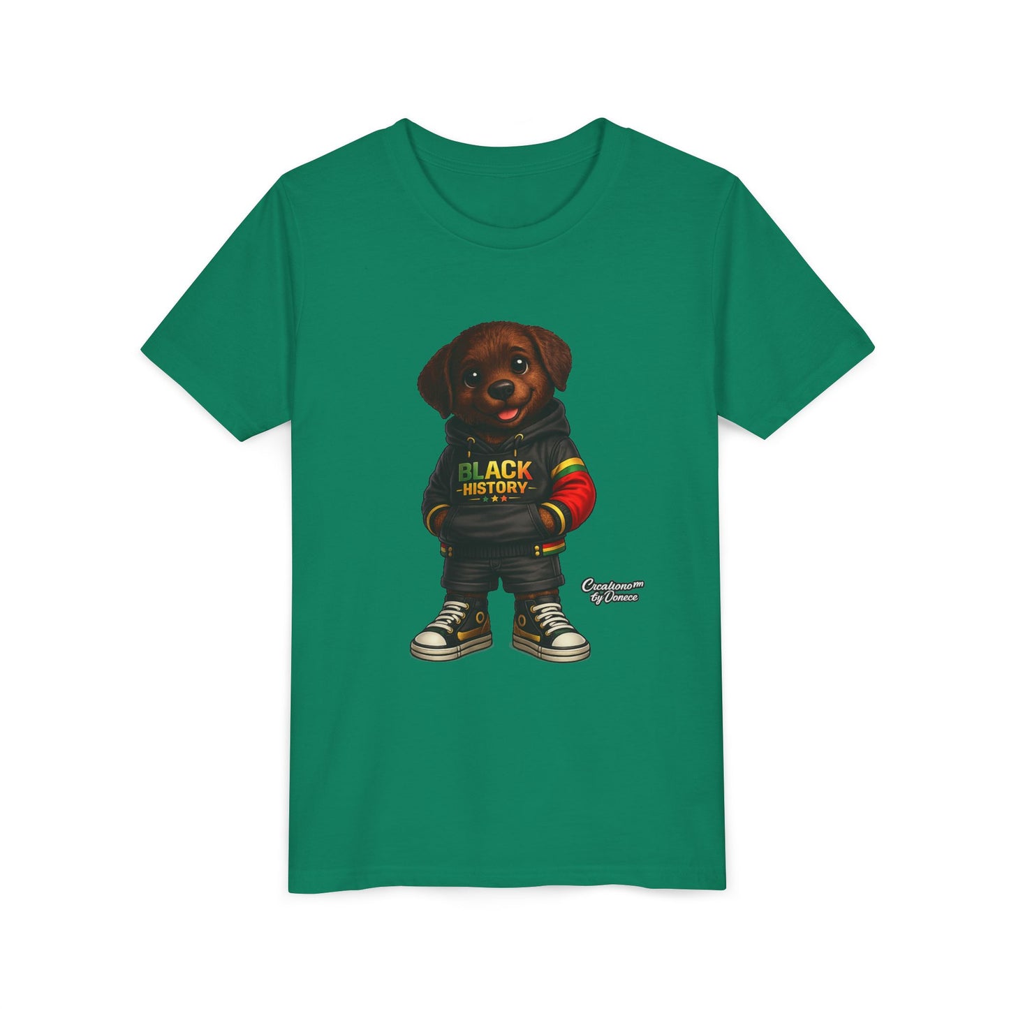 Youth Tee — Cute Puppy 'Black History' Graphic Shirt