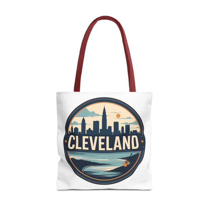 Cleveland Skyline Tote Bag — Vintage Cityscape Beach Design