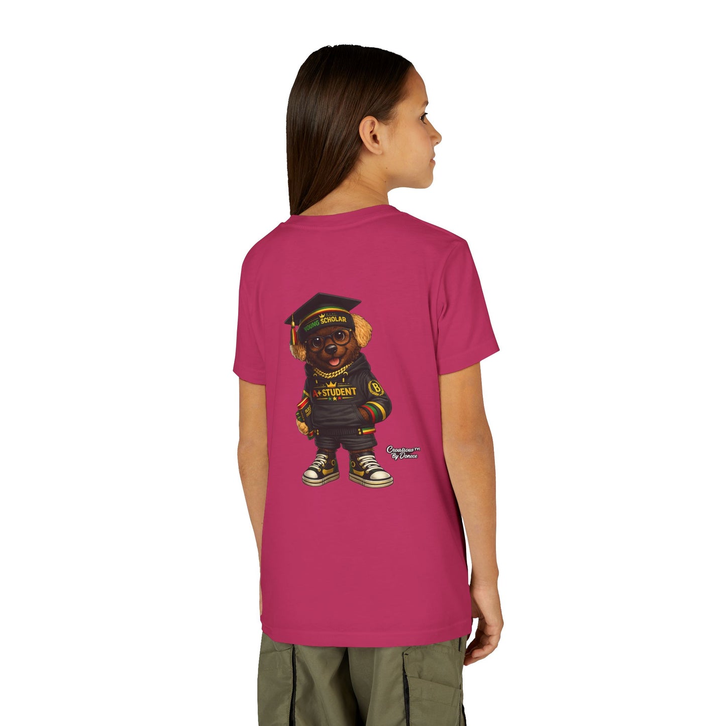 Youth Tee — Scholar Student Bear Graduation Graphic