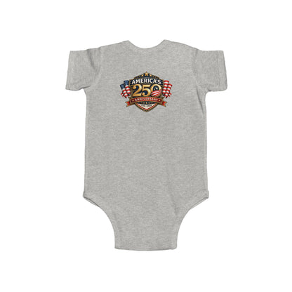 Infant Bodysuit - "America's 25th Anniversary" Patriotic Baby Onesie (USA Flag Emblem)