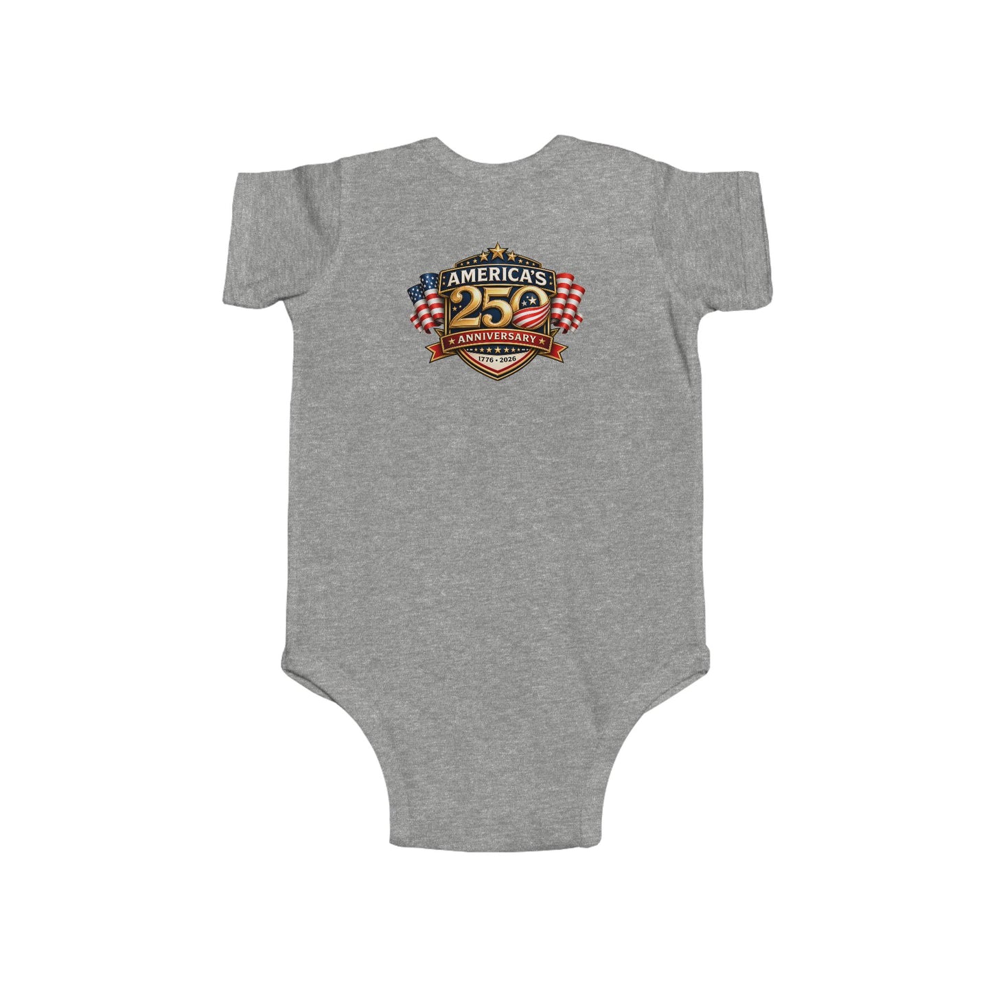 Infant Bodysuit - "America's 25th Anniversary" Patriotic Baby Onesie (USA Flag Emblem)