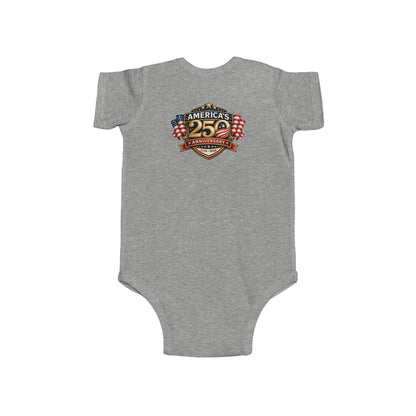 Infant Bodysuit - "America's 25th Anniversary" Patriotic Baby Onesie (USA Flag Emblem)
