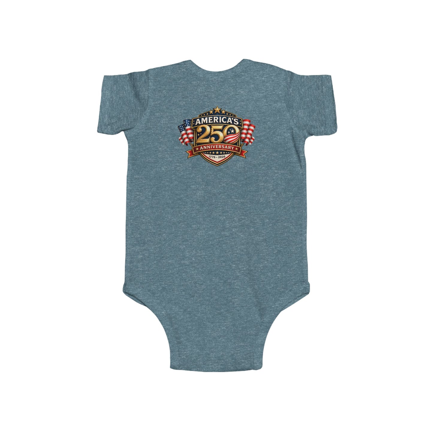 Infant Bodysuit - "America's 25th Anniversary" Patriotic Baby Onesie (USA Flag Emblem)