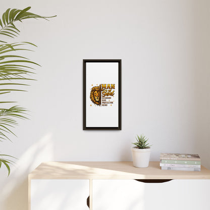 Man of God Framed Canvas Art — 'Man of God: Husband, Dad, Protector, Hero' Religious Wall Decor