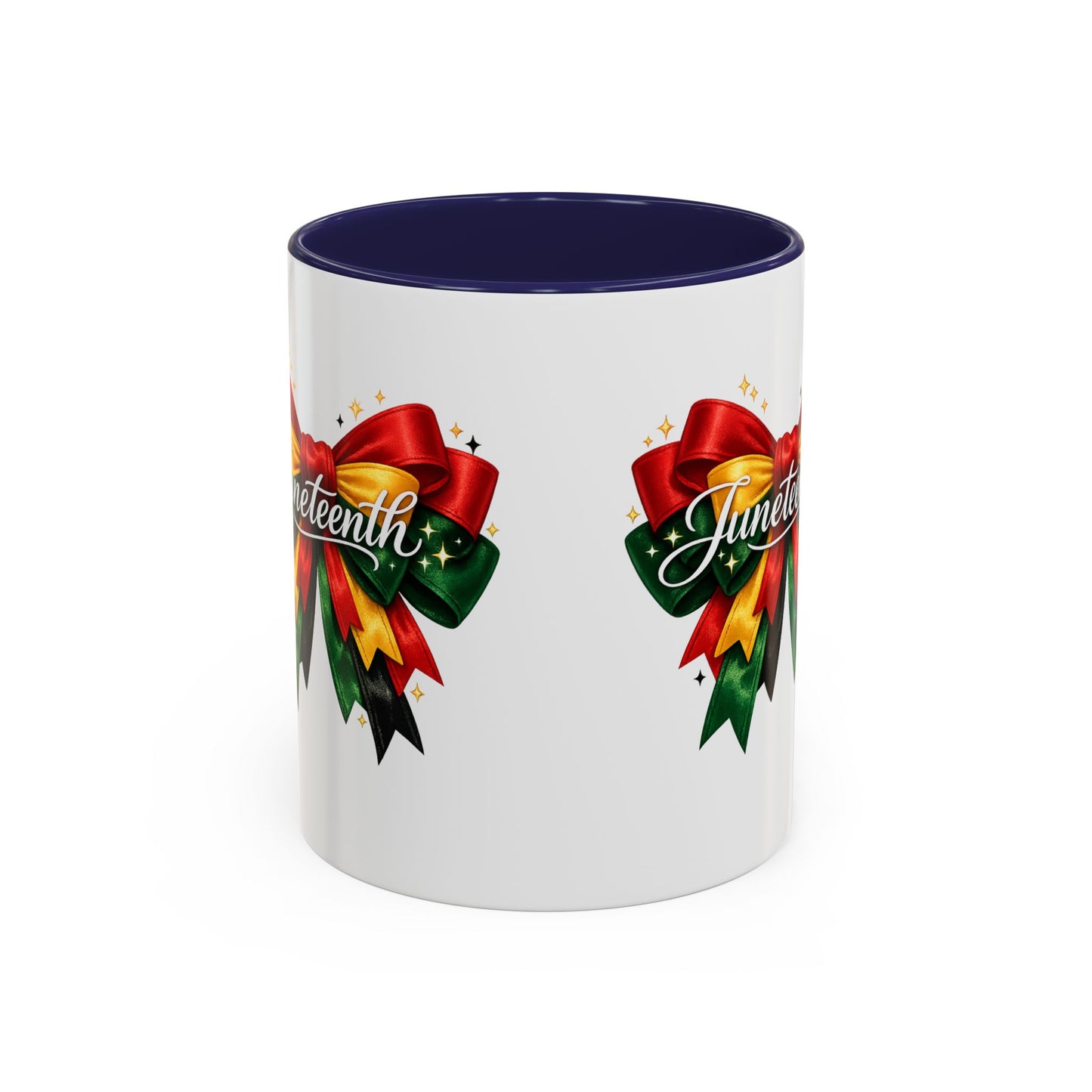 Juneteenth Ribbon Coffee Mug — Black/Red/Green Celebration Accent Mug