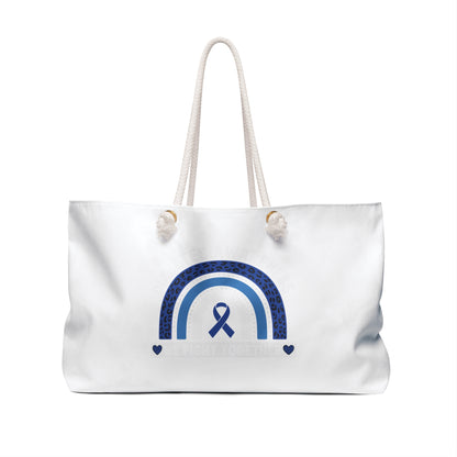 Blue Awareness Ribbon Rainbow Weekender Bag - Travel Tote for Support & Advocacy