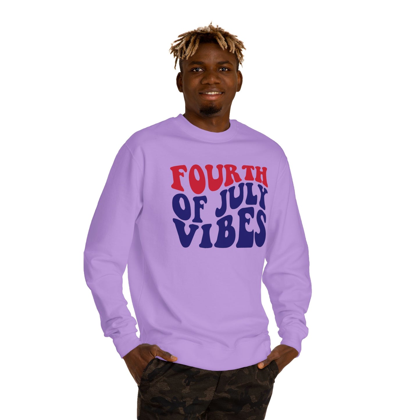 Fourth of July Vibes Sweatshirt — Patriotic Red & Blue Holiday Crewneck