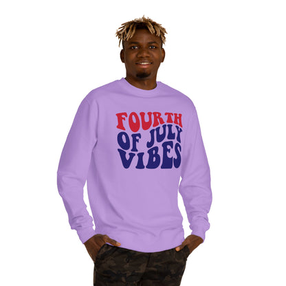 Fourth of July Vibes Sweatshirt — Patriotic Red & Blue Holiday Crewneck