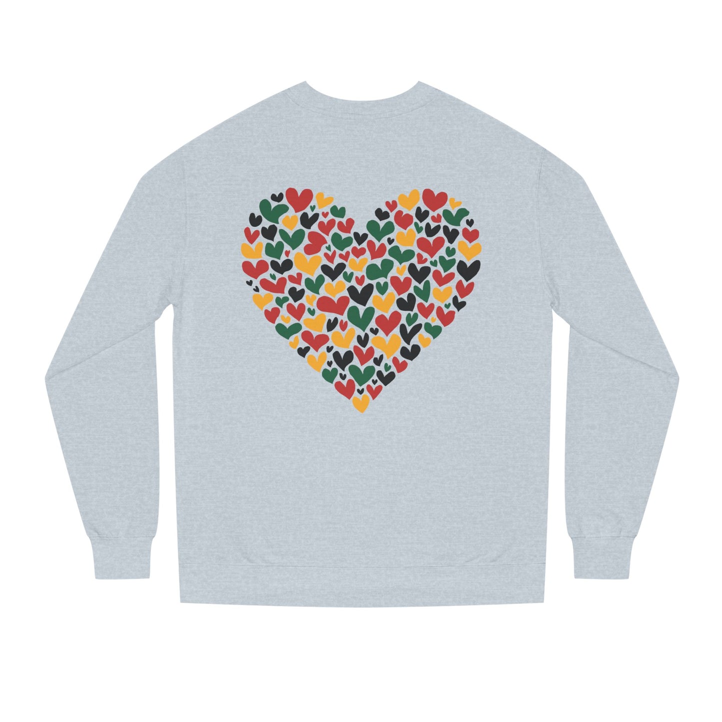 Colorful Heart Pattern Sweatshirt — Cozy Valentine/Everyday Love Crewneck