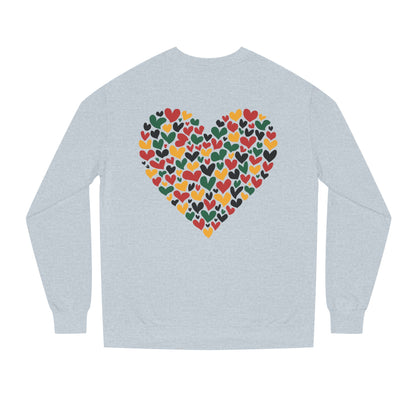 Colorful Heart Pattern Sweatshirt — Cozy Valentine/Everyday Love Crewneck