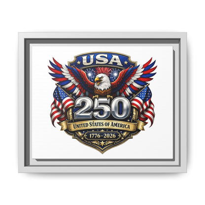 USA 250 Anniversary Framed Canvas — Patriotic Eagle 1776–2026 Wall Art