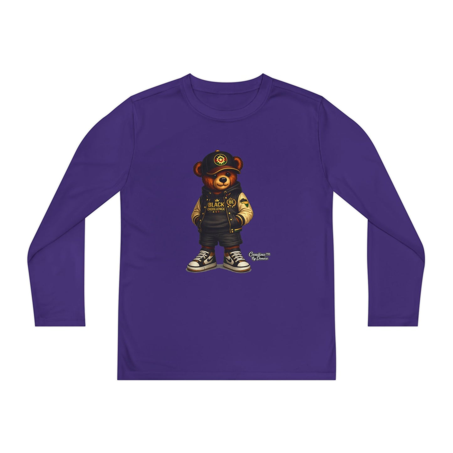 Youth Bear Police Officer Long Sleeve Tee — Cute Cop Bear Graphic Shirt