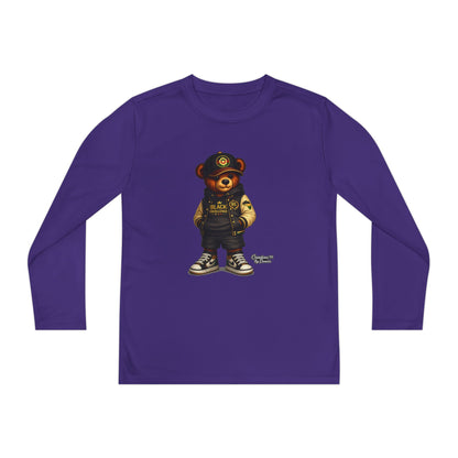 Youth Bear Police Officer Long Sleeve Tee — Cute Cop Bear Graphic Shirt
