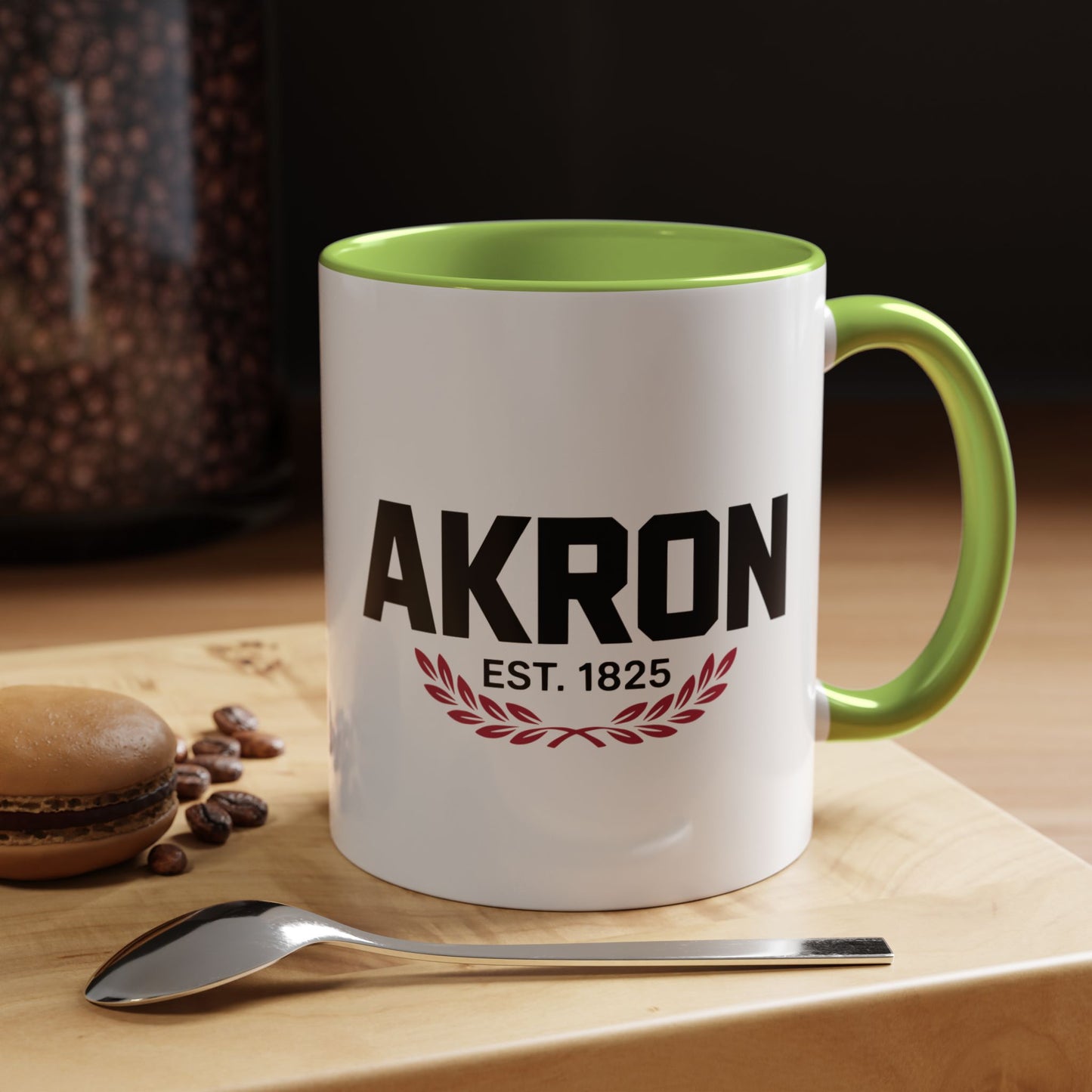 Akron Est. 1825 Accent Coffee Mug — Vintage City Pride Ceramic Mug