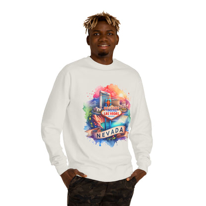 Nevada Las Vegas Watercolor Sweatshirt — Colorful Travel Souvenir Crewneck