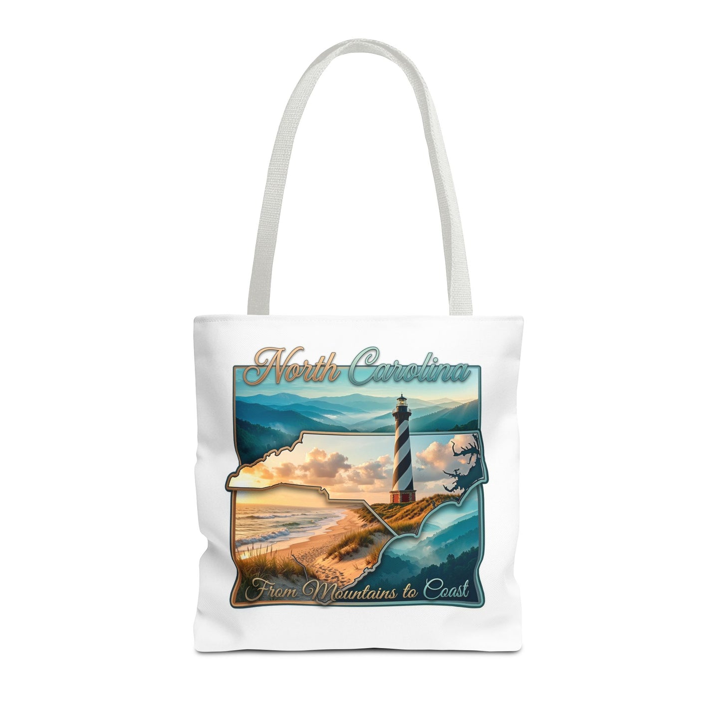 North Carolina Lighthouse Tote Bag — "From Mountains to Coast" Scenic Beach Tote