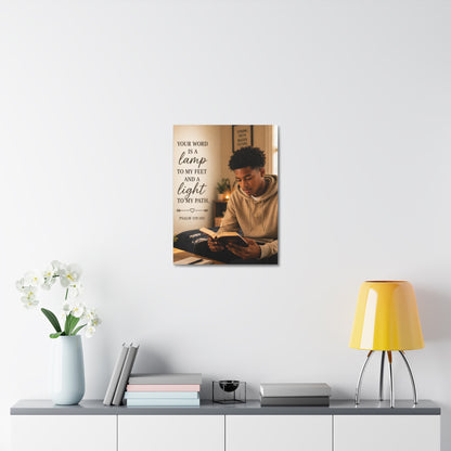 Stretched Canvas - "Your Word Is A Lamp" Psalm 119:105 Christian Wall Art