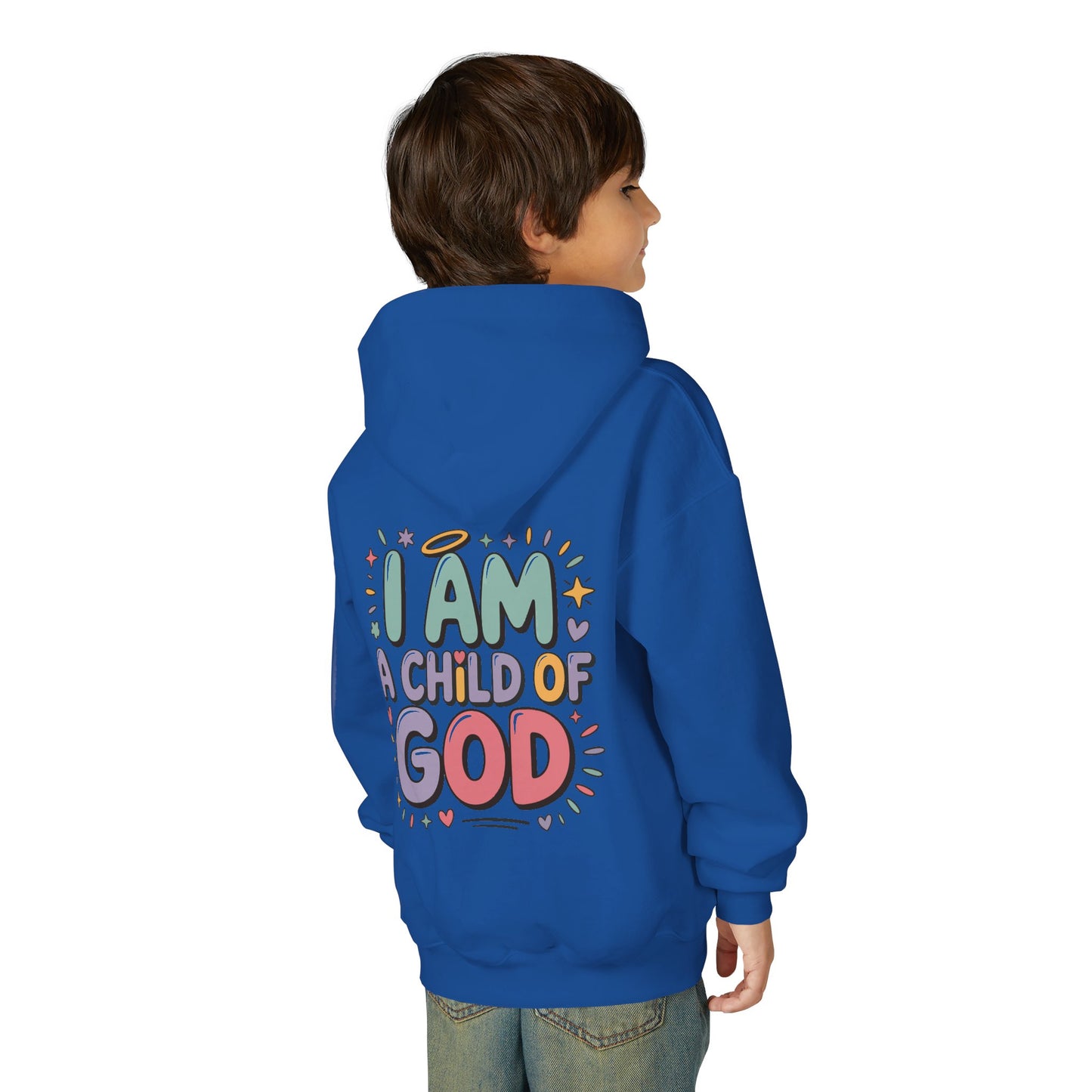 Youth Hoodie — "I Am a Child of God" Inspirational Kids Hooded Sweatshirt