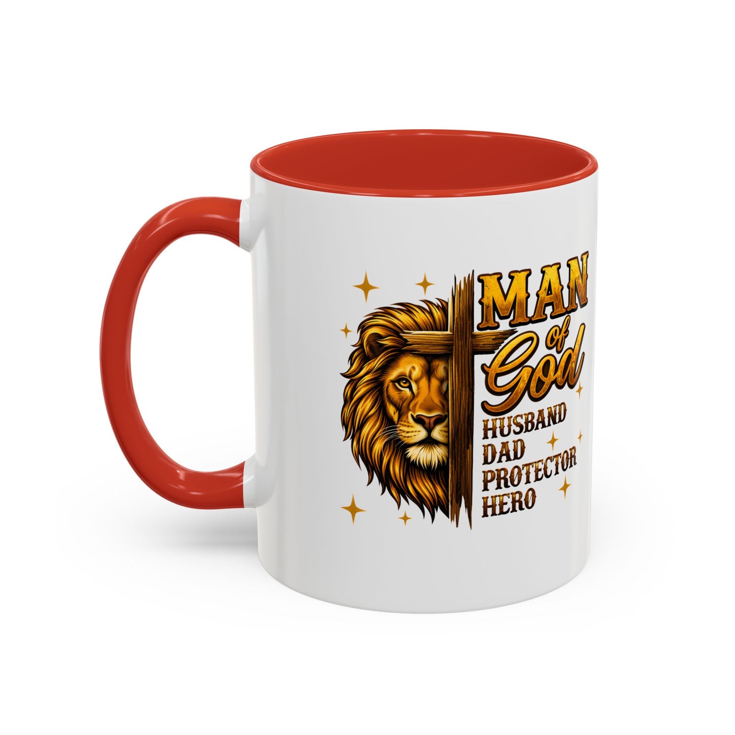 Man of God Lion Coffee Mug — 'Man of God' Religious Gift for Husband, Dad, Protector