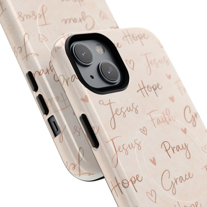 Christian Words Tough Magnetic Phone Case — Hope Pray Grace Jesus Faith