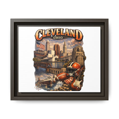 Cleveland Ohio Collage Framed Canvas Print