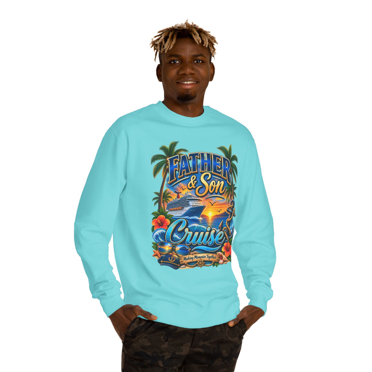 Father & Son Cruise Sweatshirt – Tropical Beach Boat Design