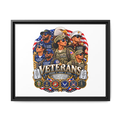 Veterans Tribute Matte Canvas Framed Wall Art