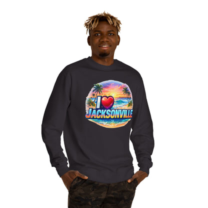 I Love Jacksonville Sweatshirt — Vintage Sunset Beach Crewneck
