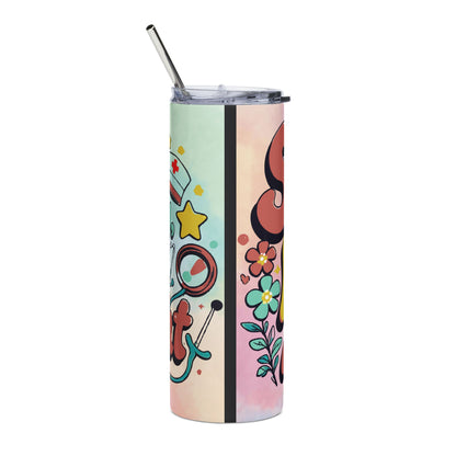 Nurse All Night 20oz Stainless Steel Tumbler — Cute Floral 'Sleep All Day, Nurse All Night' Travel Cup