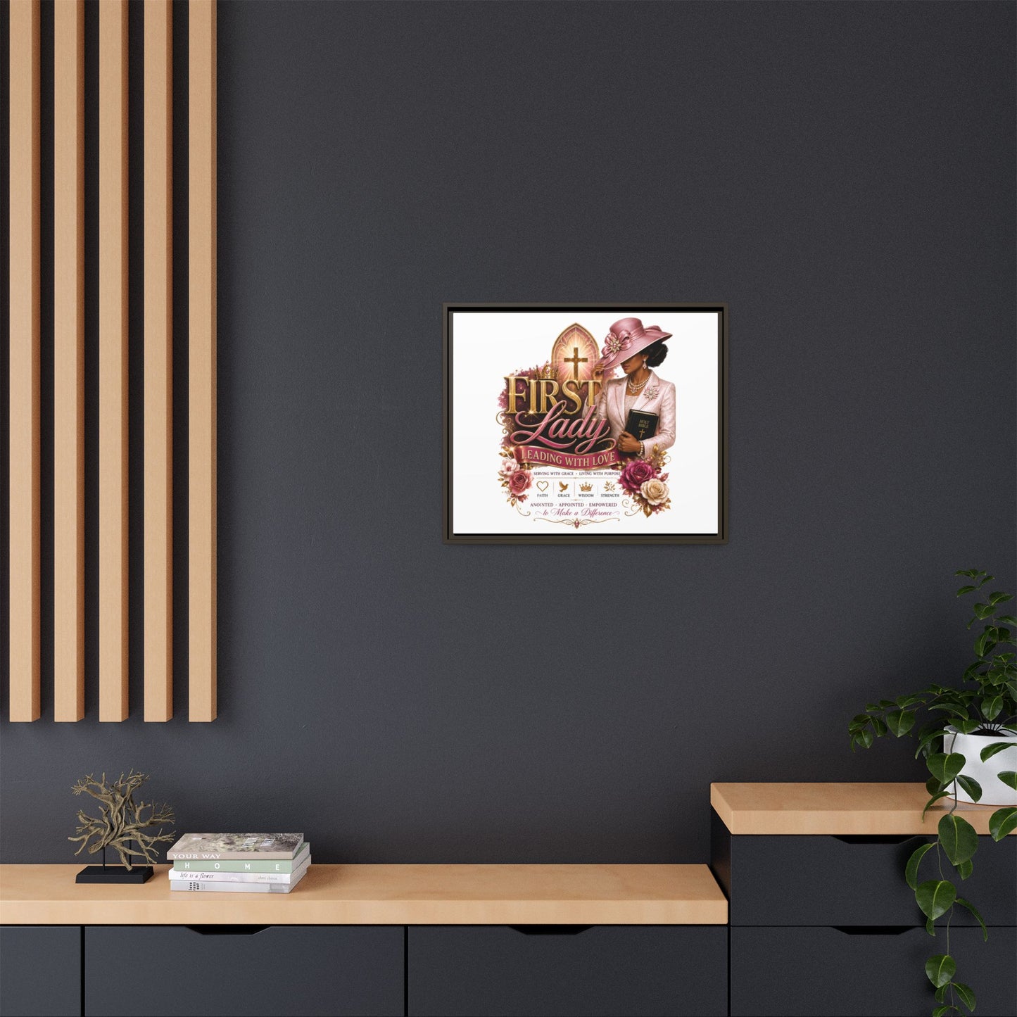 First Lady Faith Canvas Print — "First Lady: Leading With Love" Framed Matte Wall Art