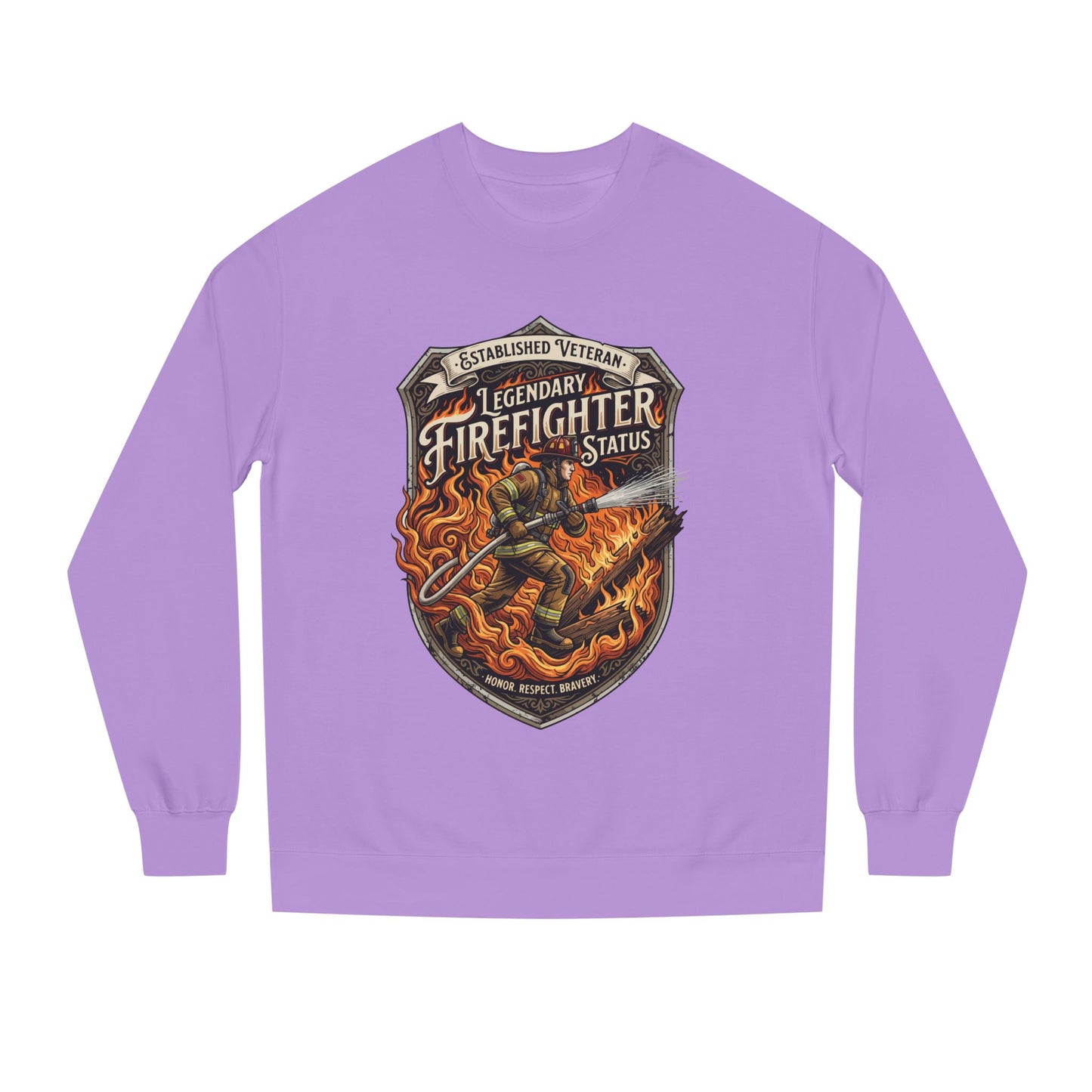 Legendary Firefighter Status Sweatshirt — Established Veteran Badge Crewneck