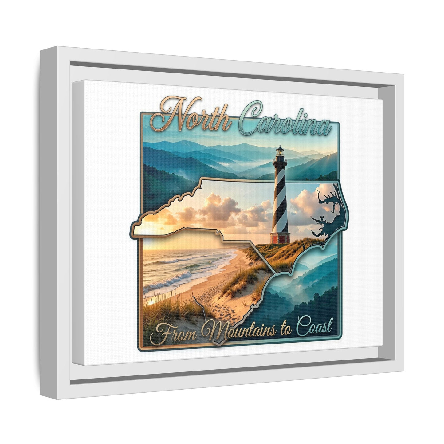 North Carolina Matte Canvas Wall Art — "From Mountains to Coast" Framed Print