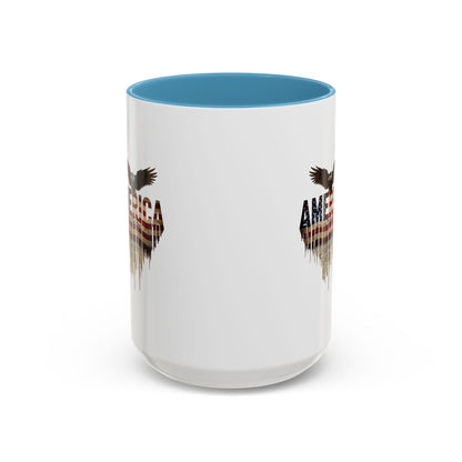 America Eagle Flag Accent Coffee Mug – Patriotic 11/15oz Ceramic