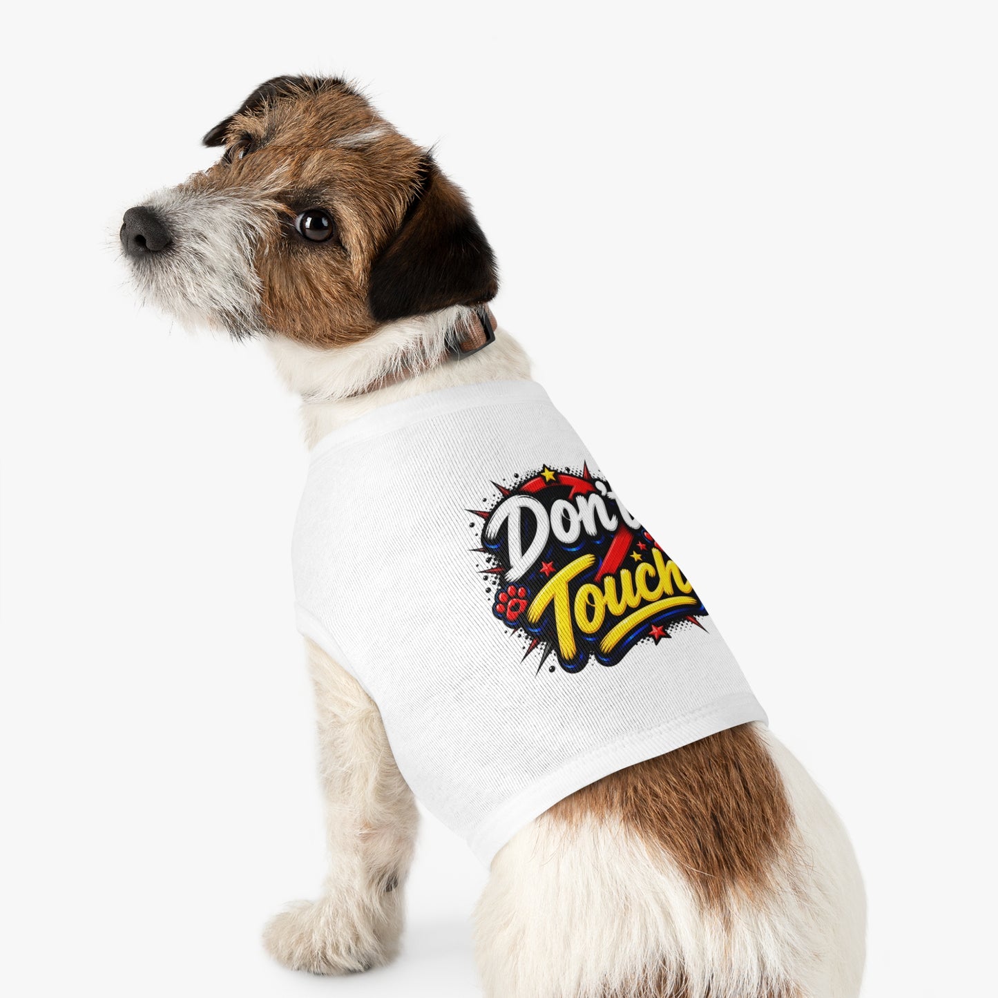 Pet Tank Top - "Don't Touch" Graphic Dog/Cat Shirt with Bold Paw Print Design