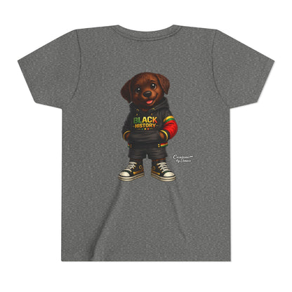 Youth Tee — Cute Puppy 'Black History' Graphic Shirt