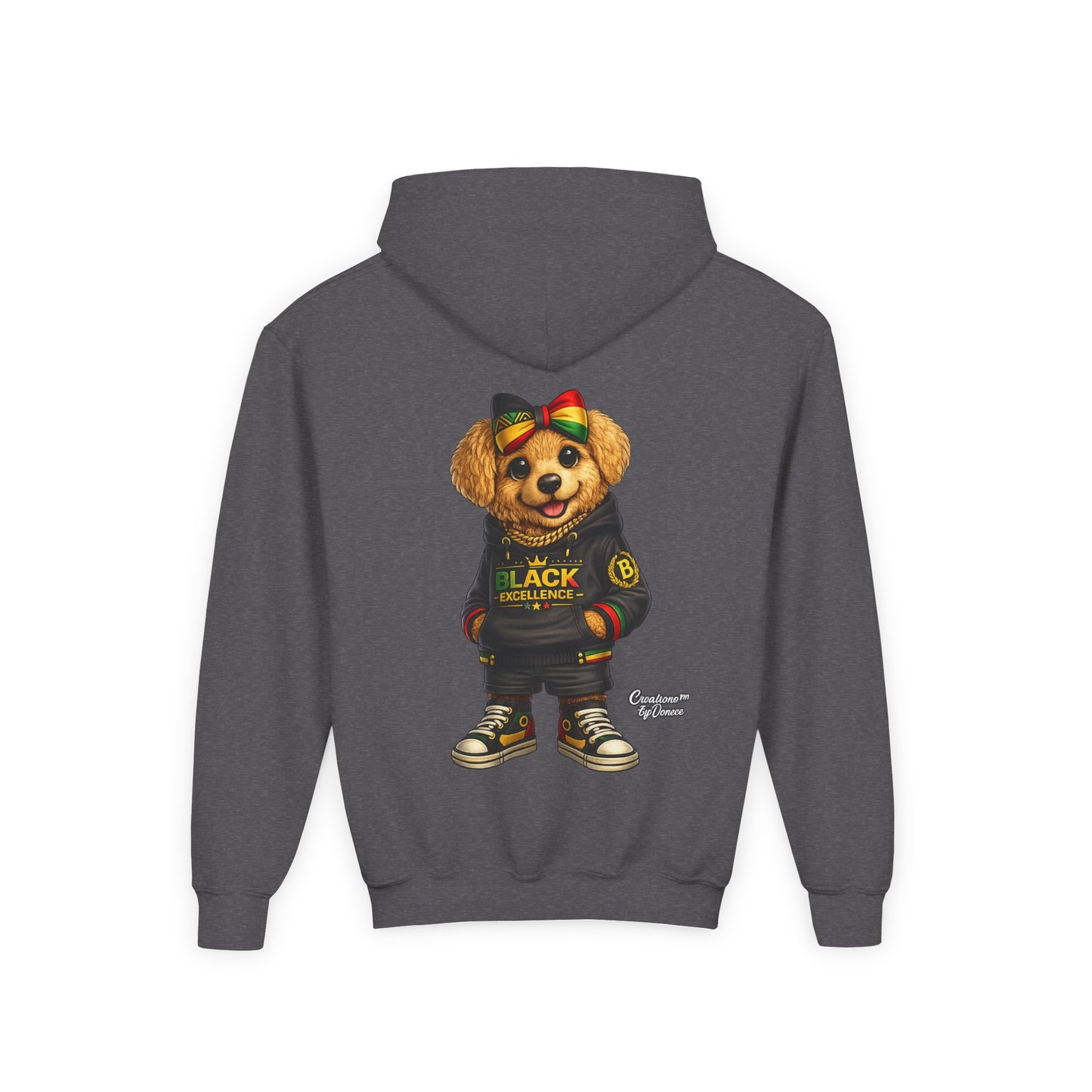 Youth Hoodie — Black Excellence Bear Graphic Sweatshirt (Kids)
