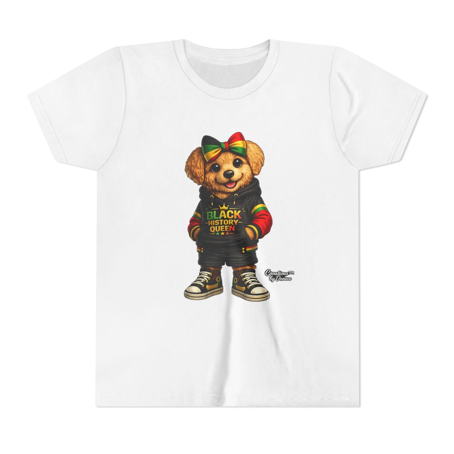 Youth Tee — Black History Queen Bear Graphic T-Shirt