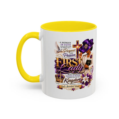 First Lady of Faith Accent Coffee Mug — Inspirational Christian Gift (11/15oz)