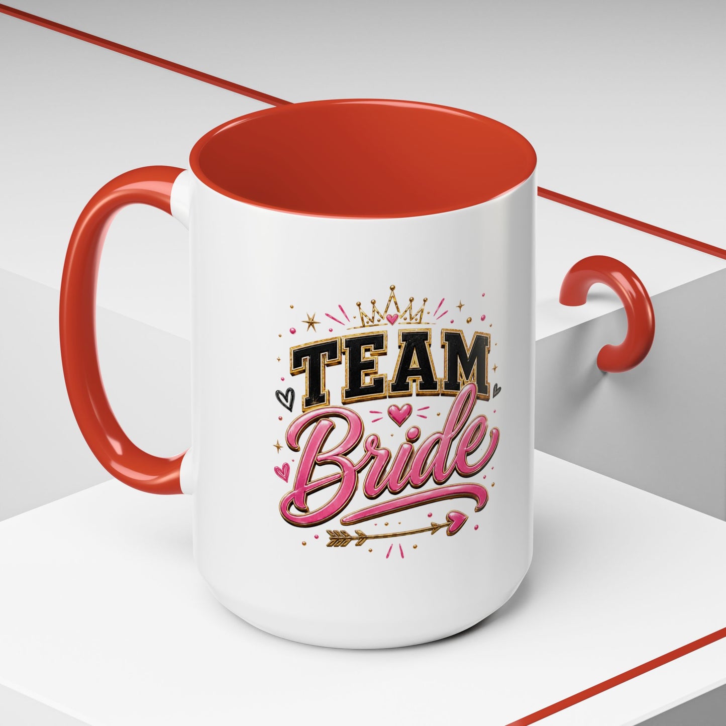 Team Bride Accent Coffee Mug — Pink & Gold Bachelorette Bridal Shower Gift (11/15 oz)