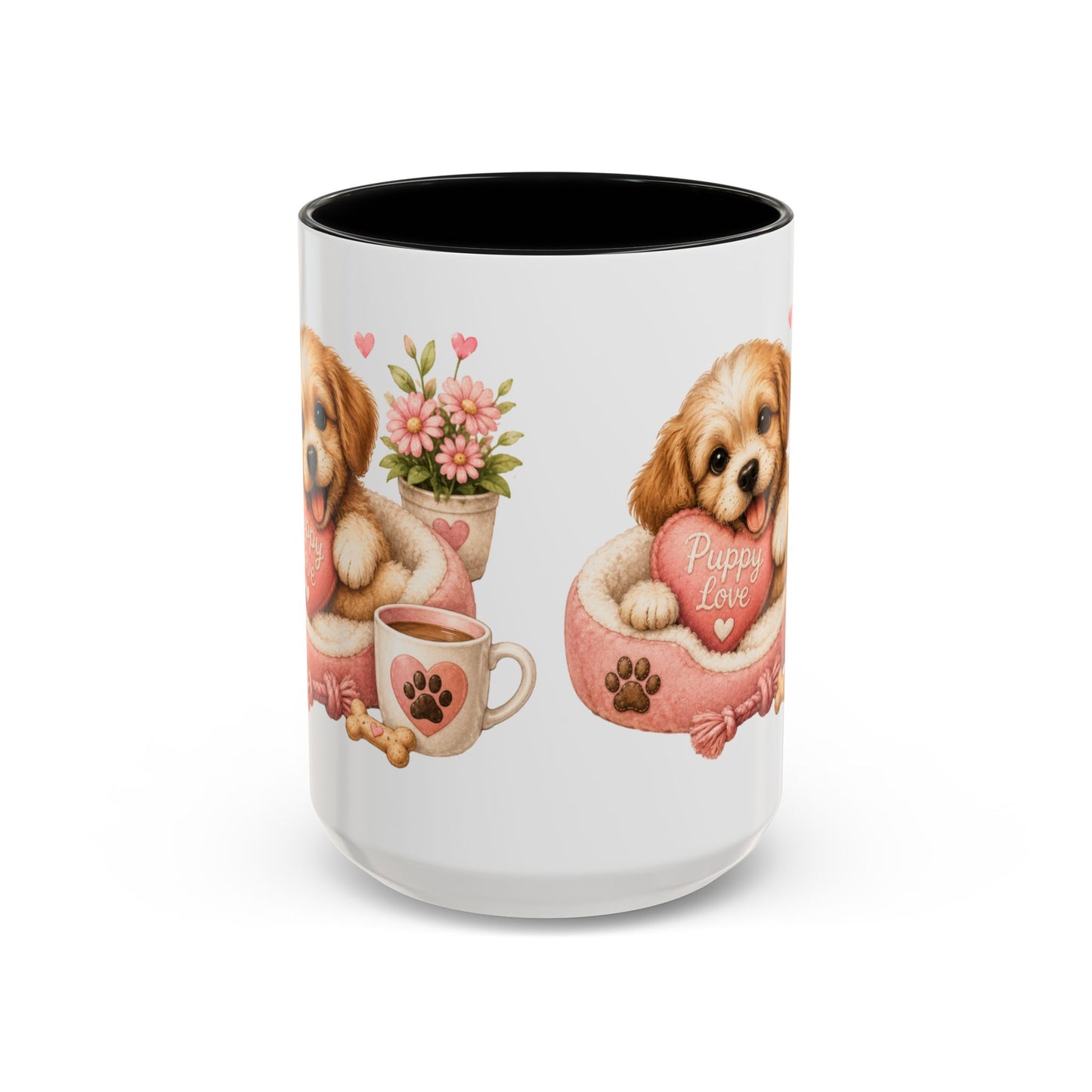 Puppy Love Coffee Mug — Cute Dog Heart Accent Mug (11/15oz)