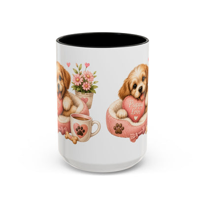 Puppy Love Coffee Mug — Cute Dog Heart Accent Mug (11/15oz)