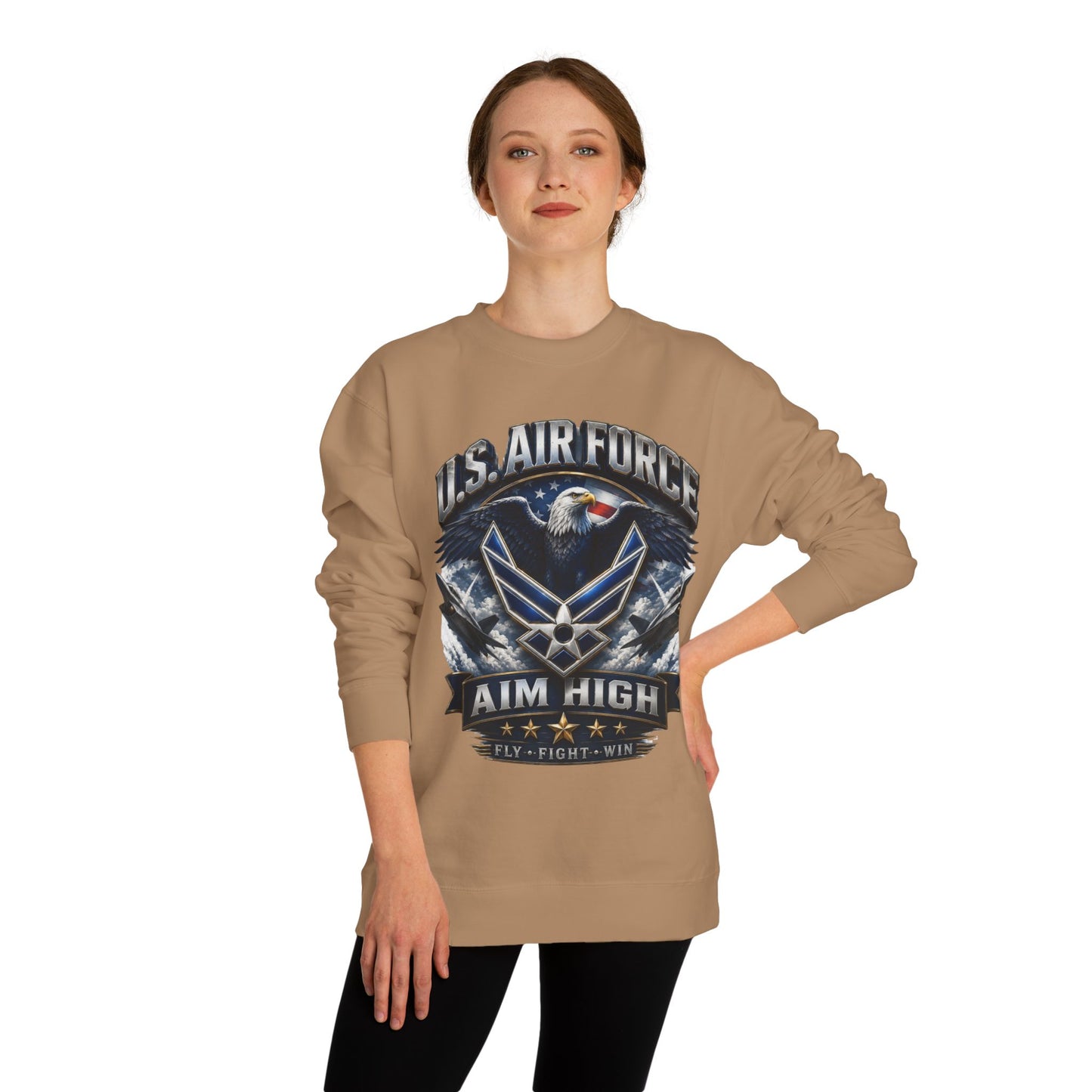 Air Force Crewneck Sweatshirt — "U.S. Air Force Aim High" Military Logo Pullover